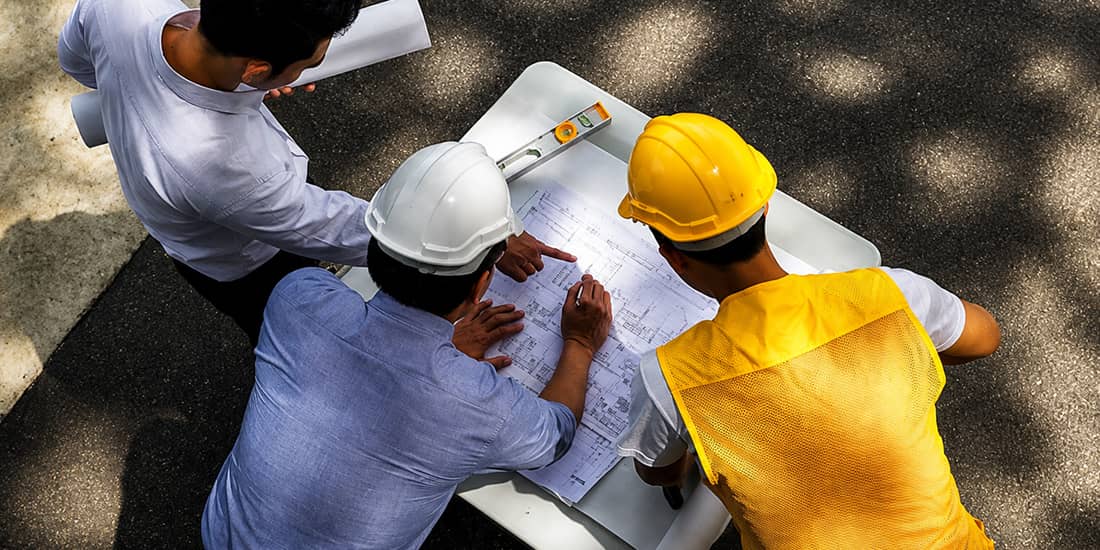 engineers and map
